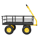 VEVOR tērauda dārza ratiņi, 544 kg kravnesība, smagas slodzes velkami rati ar 2-in-1 konstrukciju, 330 mm visurgājējiem paredzētiem riteņiem, noņemamām sieta malām un 180° grozāmu rokturi