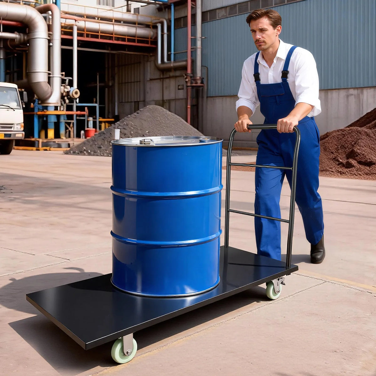 VEVOR platformas ratiņi, kravnesība 907,18 kg, industriāli tērauda plakanie ratiņi ar grozāmiem riteņiem un rokturi, ērta uzglabāšana, 1525 × 700 × 1090 mm - ZEMLETES.LV