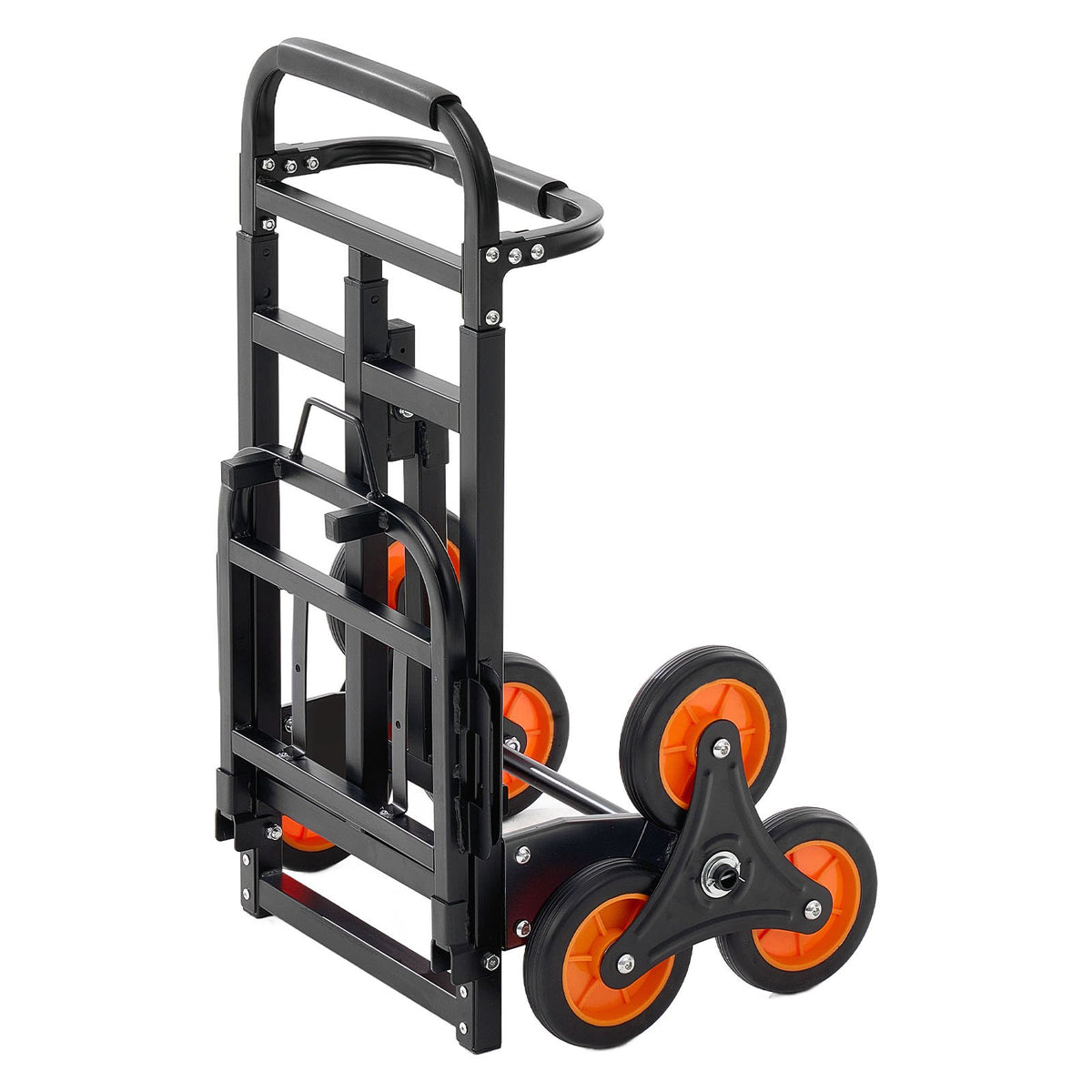 VEVOR kāpņu ratiņi, kravnesība pa kāpnēm 100 kg, izturīgi salokāmi ratiņi ar teleskopisku rokturi, 6 riteņi un 2 gumijas stiprinājuma auklas, piemēroti mājsaimniecībai, iepirkumiem un noliktavai - ZEMLETES.LV