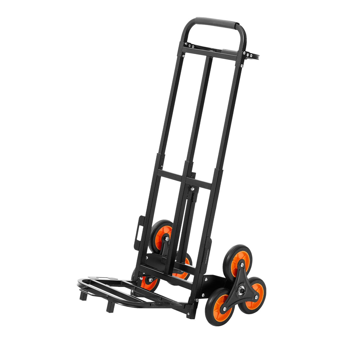 VEVOR kāpņu ratiņi, kravnesība pa kāpnēm 100 kg, izturīgi salokāmi ratiņi ar teleskopisku rokturi, 6 riteņi un 2 gumijas stiprinājuma auklas, piemēroti mājsaimniecībai, iepirkumiem un noliktavai - ZEMLETES.LV