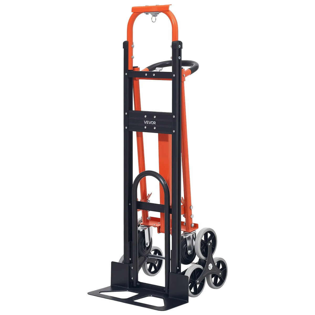VEVOR 3 in 1 industriālie pārveidojami kāpņu ratiņi, maks. slodze 350 kg, salokāmi rokas ratiņi ar rokturi un riteņiem, kravas pārvietošanai, oranži/sudraba krāsā - ZEMLETES.LV
