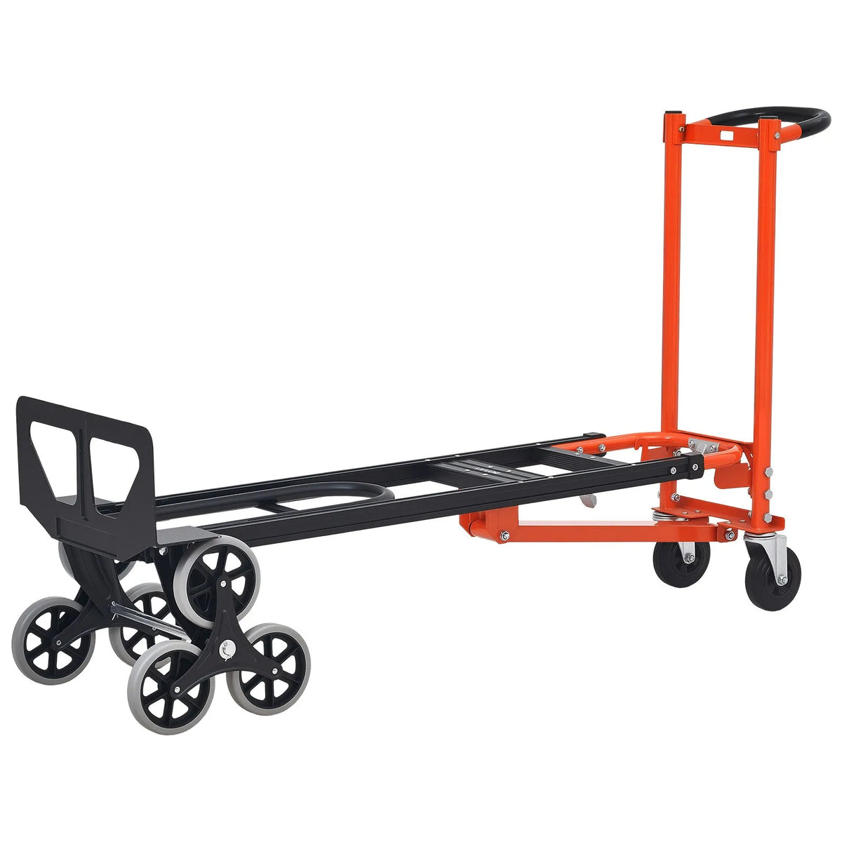 VEVOR 3 in 1 industriālie pārveidojami kāpņu ratiņi, maks. slodze 350 kg, salokāmi rokas ratiņi ar rokturi un riteņiem, kravas pārvietošanai, oranži/sudraba krāsā - ZEMLETES.LV