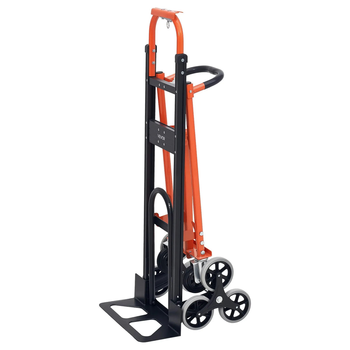 VEVOR 3 in 1 industriālie pārveidojami kāpņu ratiņi, maks. slodze 350 kg, salokāmi rokas ratiņi ar rokturi un riteņiem, kravas pārvietošanai, oranži/sudraba krāsā - ZEMLETES.LV