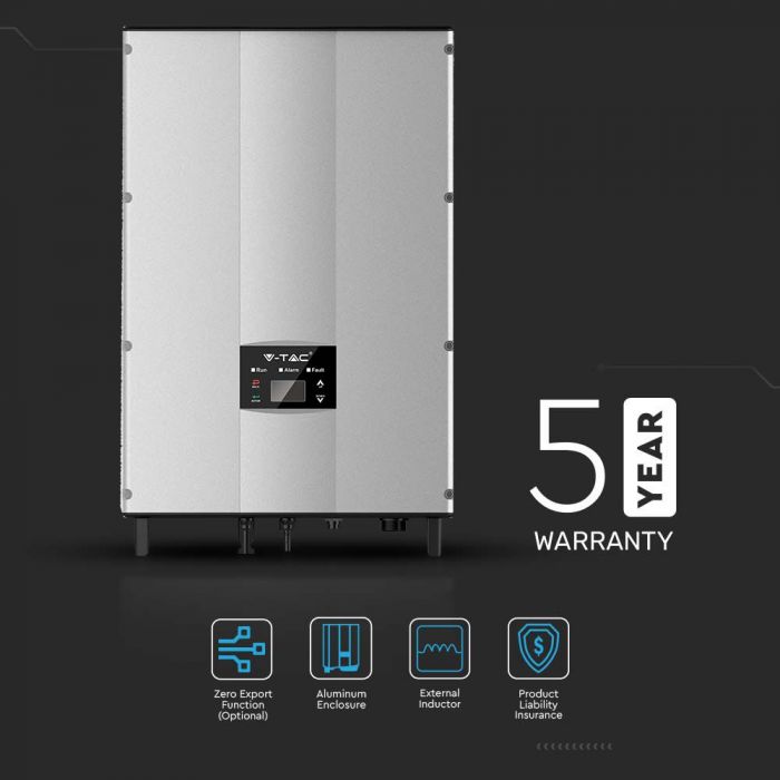 9.8 kW Inverter of three -phase network. "Distribution network" verified, available for selection. Five -year warranty. Ip65