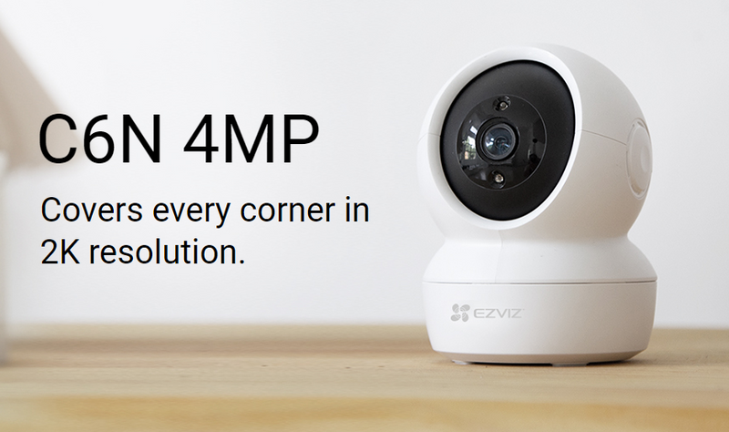 Mobile wireless video surveillance camera with 4MP Full HD 1080P night vision. Compatible with smart devices. Built-in microphone and speaker for remote communication. Video is stored on a Micro SD memory card (Micro SD) card not included, Ezviz