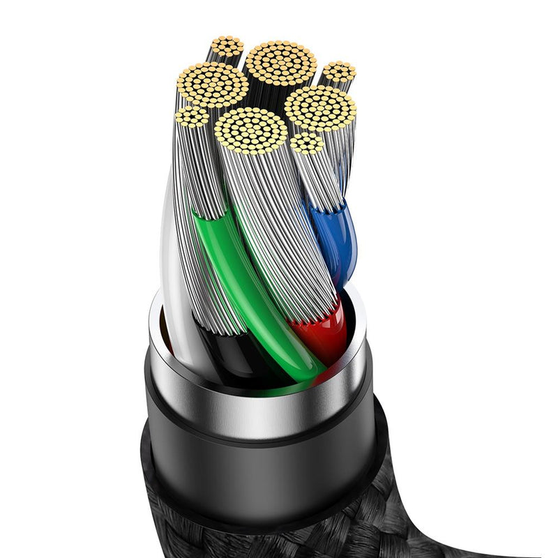 Īpaši ātrās uzlādes kabelis ar sāna konektoru 100W viedierīcēm ar pāreju no Type-C uz Type-C. Kabeļa garums 1m