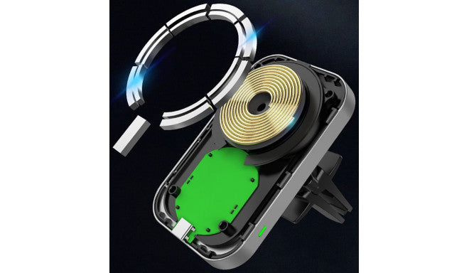 Magnētiskais viedierīču auto turētājs ventilācijas režģim ar bezvadu uzlādi, kas ir saderīgs ar MagSafe (iPhone 12 vai jaunākiem modeļiem), jauda 15W