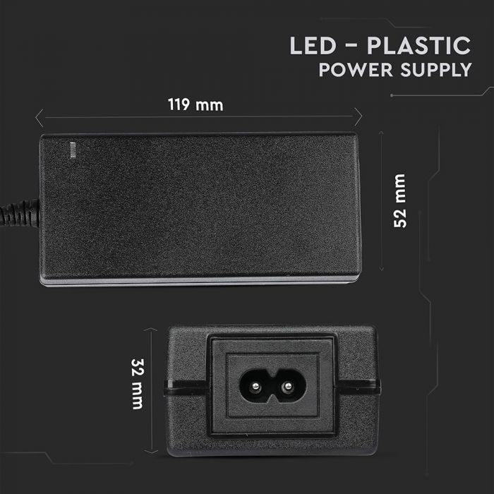 LED tape power supply 12V 42W 3.5A, plastic, with DC exit, IP44, V-TAC