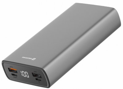 Alumīnija Power Banka Ārējās Uzlādes Baterija 2xUSB / USB-C / Micro USB / 20W / 20000 mAh