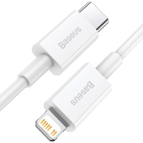 Īpaši ātrās uzlādes kabelis viedierīcēm 20W ar pāreju no iPhone Lightning uz C-Tipa (Type-C) USB, balts. Kabeļa garums 1,0m. Baseus