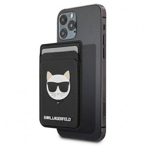 Magnetic Apple (Magsafe) card wallet. Designed for iPhone 12 and younger models. Black, Karl Lagerfeld