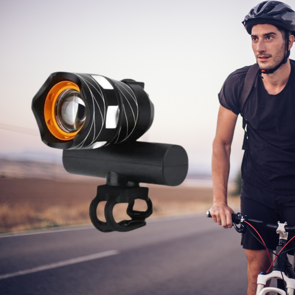 LED bicycle lamp with rechargeable battery 1200mAh, light quantity 350lm
