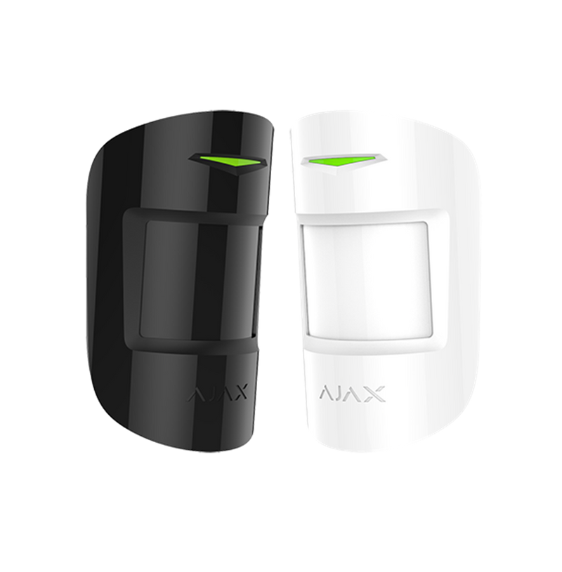 AJAX Bezvadu drošības kustības detektors MotionProtect Plus Melnā vai Baltā krāsā ar mikroviļņu sensoru, kas palīdz izvairīties no viltus trauksmēm
