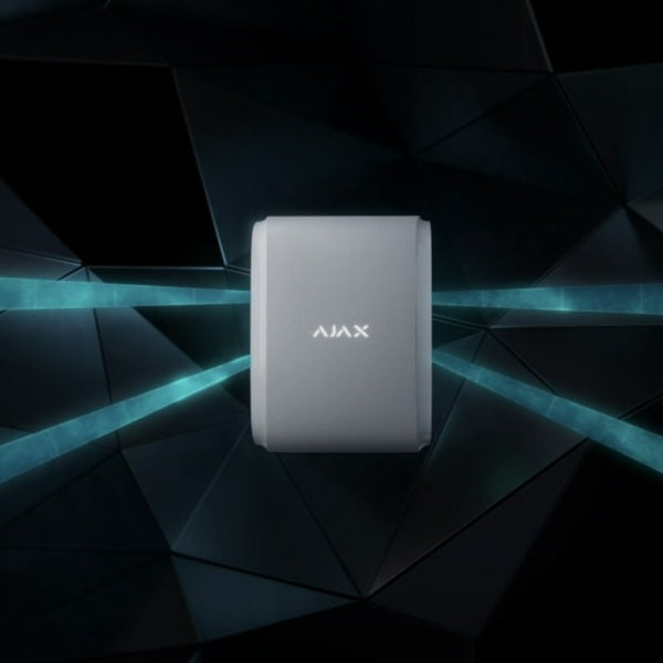 AJAX Bezvadu ārtelpu kustības aizkara tipa divvirzienu detektors DualCurtain Outdoor uzstādīšanai uz mājas fasādes Baltā krāsā